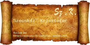 Szecskó Krisztofer névjegykártya